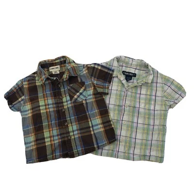 2x Camisas Cherokee Niño Pequeño 18m Cuello Verde Algodón Botón Cuadros PASTEL Pops Foto 1 de 4