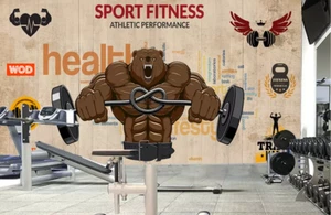 3D Fitness Bear 9142 Wallpaper Mural Wall Print Wall Wallpaper Murals US Coco - Picture 1 of 11