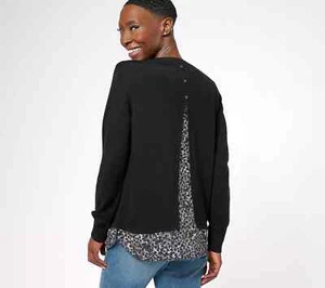 Joan Rivers Cotton Rayon Mixed Media Sweater Black 3X A609417 - Picture 1 of 1