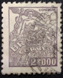 1946 BRAZIL ๐ง๐ท Allegory Of Commerce 2.00 Stamp FREE2Ship w/TRACKING! (S736) - Picture 1 of 7