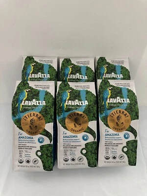Lavazza,¡Tierra Organic Amazonia Whole Bean Coffee Med Roast 10.5 Oz Bag 6 PACK