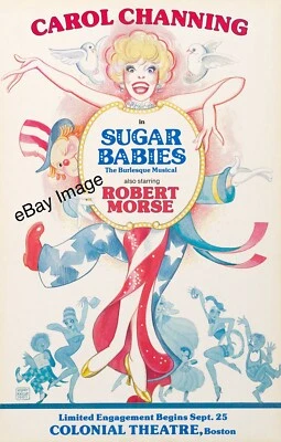 SUGAR BABIES Tour Poster CAROL CHANNING • HILARY KNIGHT Window Card Boston 1980 - Image 1 of 4