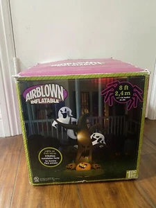 Gemmy 8' Tall Airblown Halloween Inflatable Dead Tree with Ghost on Top/Pumpkins - Picture 1 of 5