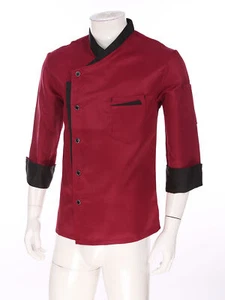 Women Men Long Sleeve Slim Fit Chef Coat Classic Jacket Pockets Work Uniform - Picture 1 of 36