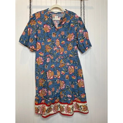 NUEVO Vestido Mini Camisa Joie Floral Azul Rojo y Amarillo Informal Verano Talla Grande 16   Foto 1 de 4