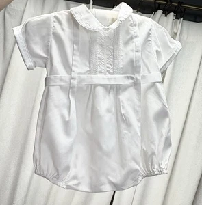 Vintage Feltman Brothers Boys White Heirloom Bubble Romper Size 3 Months - Picture 1 of 9