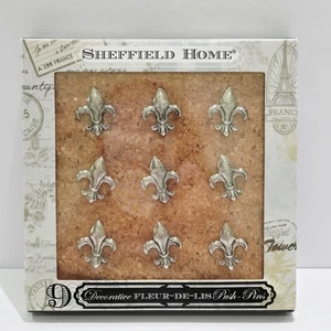 Fluer-de-lis Floral Push Pins Decorative Thumb Tacks Office Sheffield Home - Picture 1 of 3