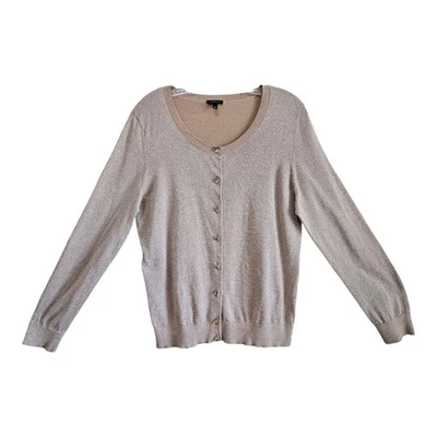 TALBOTS Women L Cardigan Sweater Jewel Buttons Metallic Gold Sparkle Fancy 38" - Image 1 of 4