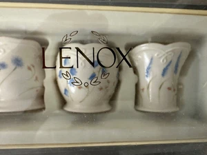 LENOX Classic Set of 3 Floral Votives. Porcelain Flowers Blue Orange Gold. NIB - Picture 1 of 2