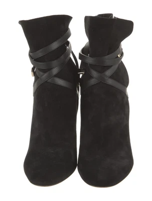 Jimmy Choo Botas de Gamuza Negras Botines con Corbata al Tobillo Tacón de Aguja Talla 39 Foto 1 de 4