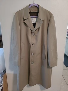 Vintage London Fog 42 Long Trench MainCoats Beige Over Coat Jacket USA Made - Picture 1 of 14