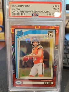 Bo Nix 2024 Panini Donruss Rated Rookie Optic Preview Red Pandora (RC) - Picture 1 of 4