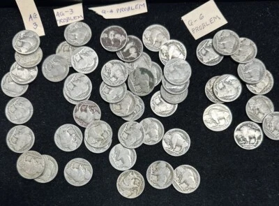 1915 D Denver 5 Cents Buffalo Bison Indian Nickel Lot Of 52 Coins - Image 1 of 4