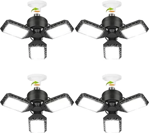 4 Pack Led Garage Lights, 60W Deformable Garage Ceiling Light 8000 Lm E26 - Picture 1 of 12