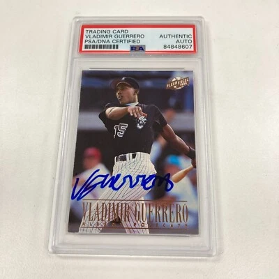 1996 Fleer Excel Vladimir Guerrero Signed Autographed RC Rookie Card PSA DNA - Image 1 of 2