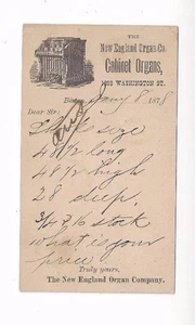 1878 UX5 Postal Card, Boston Massachusetts, Advertising Cabinet Organs, Music - Picture 1 of 2