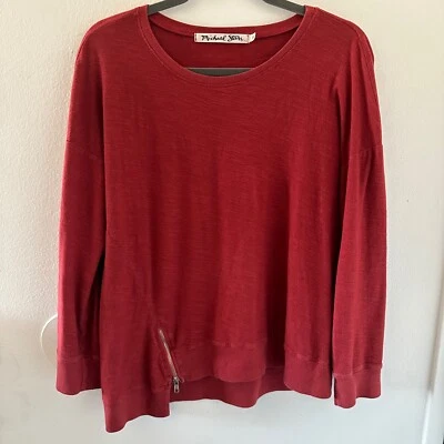 Suéter Top Para Mujer Michael Stars Rojo Manga Larga Detalle Cremallera Ligero OS Foto 1 de 4