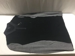 P469 EXPRESS Color Block Merino Wool Sweater Polo Black/Gray Mens Size XL - Picture 1 of 11