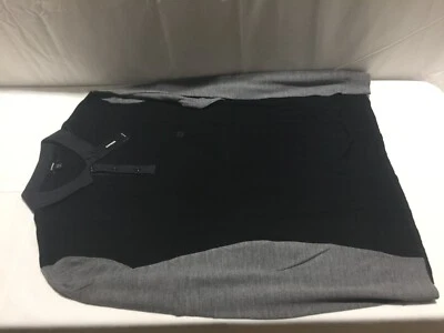 P469 EXPRESS Color Block Merino Wool Sweater Polo Black/Gray Mens Size XL - Image 1 of 4