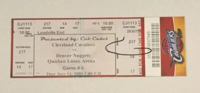 Nuggets Cavaliers NBA Ticket Stub LeBron James Carmelo Anthony LBJ 11/13/2008 - Image 1 of 2
