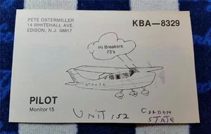 HAM CB RADIO QSL Trading Card "PILOT - AIRPLANE - PETER OSTERMILLER - EDISON, NJ - Picture 1 of 1