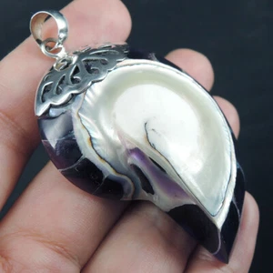 925 Sterling Silver Large Purple Nautilus Shell Pendant Handmade Jewelry NSP-273 - Picture 1 of 5