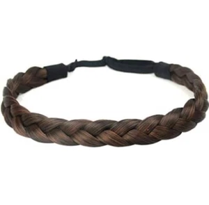 Ladies Braided Synthetic Plait Elastic Hair Headband Three Strand 1” Wide - Picture 1 of 6