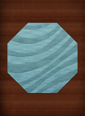 Blue Waves Swirls Stripes Lines Transitional Area Rug Abstract DV12 - Image 1 of 2