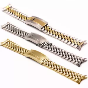 Hollow Curved End Stainless Steel Jubilee Bracelet Clasp Watch Band Strap 18-22 - Picture 1 of 11