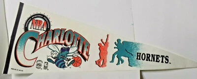 Charlotte Hornets Full Size Felt Pennant 12x30 Vtg 1992 NBA Johnson Bogues Era - Image 1 of 4