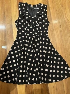 Review polka dot dress size 10 Black Gold Good Condition Races, Cocktail Party - Picture 1 of 3