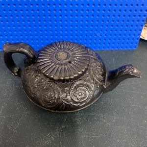 Rare 1790 Antique English Black Basalt Porcelain Teapot - Picture 1 of 12