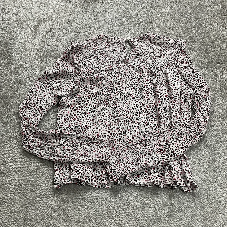 Aqua на Bloomingdale's туника блузка женщин маленький белый леопард длинным рукавом Топ - Изображение 1 из 4