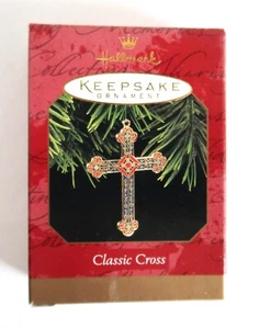 De colección 1997 Hallmark Keepsake Ornamento Clásico Cruz Metal Precioso Azul Rojo Nuevo de Lote Antiguo - Imagen 1 de 6