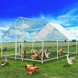 Chicken Run 20x13FT Walk in Coop for Poultry Dog Rabbit Hen Cage Pen Metal Door - Picture 1 of 13