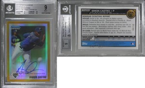 2010 Bowman Chrome Prospects Gold Refractor /50 Simon Castro BGS 9 MINT Auto