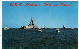 U. S. S. Alabama Welcome Home! Alabama Post Card Co. Chrome Postcard Vintage - Picture 1 of 2