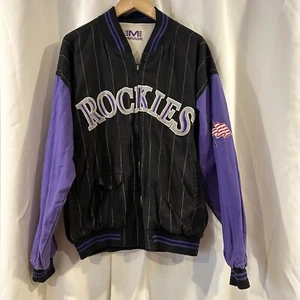 Vintage Colorado Rockies Varsity Jacket Mens Large Mirage Reversible RARE 90s - Picture 1 of 12