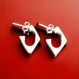 Pendientes tipo aro Erick's de plata de ley con forma de diamante Taxco.925 - Imagen 1 de 5