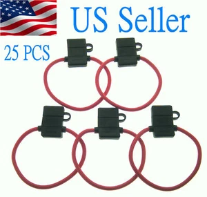 25 PACK 10 GAUGE ATC FUSE HOLDER IN-LINE AWG WIRE COPPER 12 VOLT POWER BLADE - Picture 1 of 4