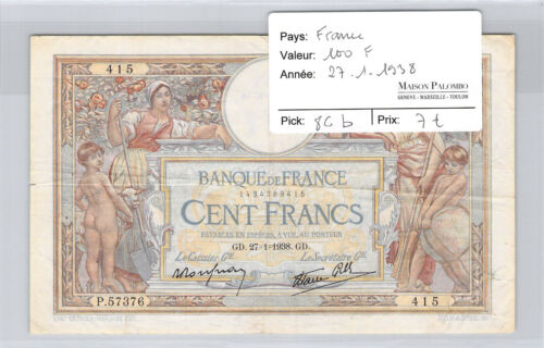 Ticket France - 100 F 27/1/1938 - Pick 86 B - P.57376