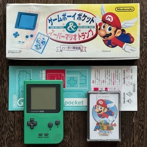 Nintendo Game Boy Pocket Super Mario Trump Salón Verde Completo En Caja + Tarjetas JPN - Imagen 1 de 24