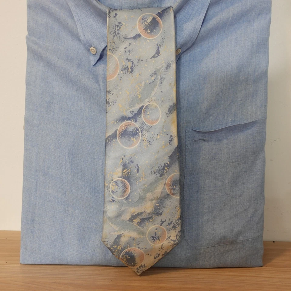 Corbata Náutica Para Hombres ARA Azul Aqua Ocean Animal Corbata Ballena Burbujas GLOIRE Japón Foto 1 de 4