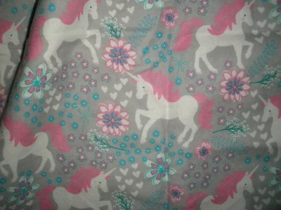#396 Unicorn Magic Super Snuggle Flannel Fabric 44" Wide Gray Pink .77 YD Jo-Ann - Image 1 of 4