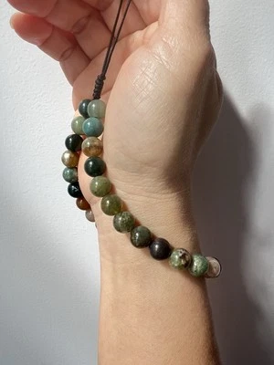 Correa de muñeca con cuentas de piedra de ágata india natural, correa para cámara, correa para monedero Foto 1 de 4