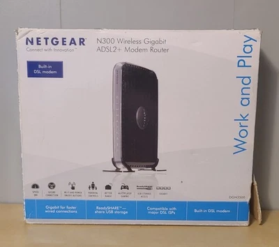 Netgear DGN3500 N300 4-Port 10/100 Wireless Gigabit ADSL2+ Modem Router - Image 1 of 4