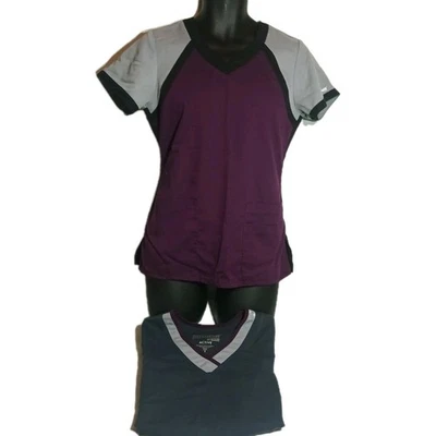 Lote de 2 Camisetas Exfoliantes Grey's Anatomy Gris Púrpura Negro Para Mujer Talla Pequeña  Foto 1 de 4