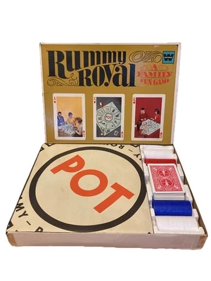 Juego de cartas Rummy Royal 1965 vintage con hoja de juego tamaño mesa/Whitman/¡COMPLETO! Foto 1 de 4