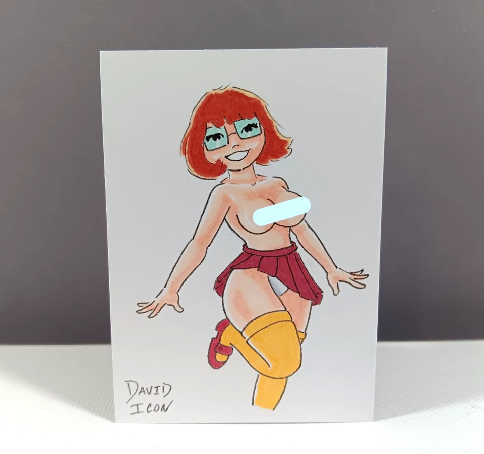 Original VELMA Pinup Artist Sketch Card 1/1 - David Icon - PSC - ACEO - ATC - Image 1 of 3