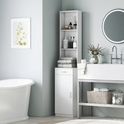 HOMCOM Badezimmerschrank hoch Badschrank Hochschrank schmal mit Schublade Tür - Bild 1 von 4